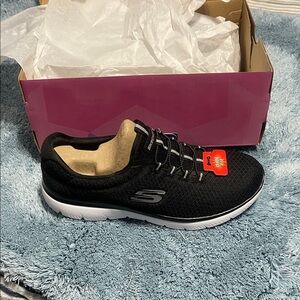 Skechers Black Sneakers with White Soles